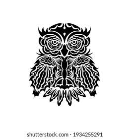 Owl tattoo. Owl from patterns. Good for tattoos and prints. Vector illustration.