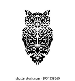 Owl tattoo. Owl from patterns. Vector illustration.