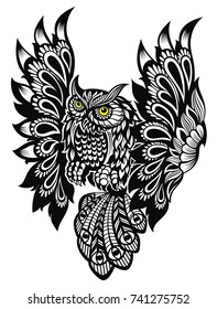 Owl . Tattoo, poster, print, t-shirt.