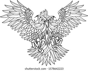 Owl Tattoo Sketch Line Art Stock Vector (Royalty Free) 1578642223 ...