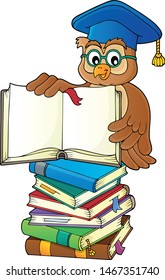 Owl teacher with open book theme image 3 - eps10 vector illustration.