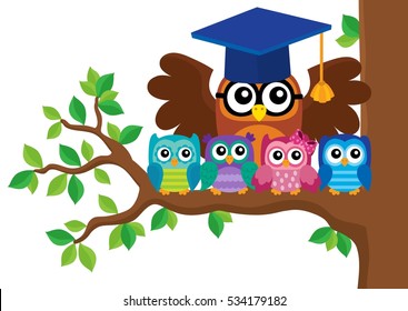 Owl teacher and owlets theme image 5 - eps10 vector illustration.