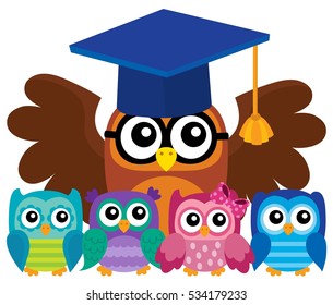 Owl teacher and owlets theme image 4 - eps10 vector illustration.