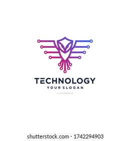 Owl tech logo design inspiration, gradient, technology Premium Vector