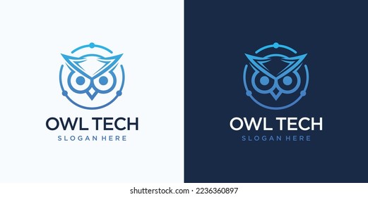 Inspiración en el diseño del logotipo de tecnología de búho