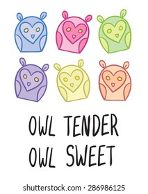 owl tender - hand drawing vector illustration