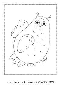 Owl -Themed Dotted Line Continuation Worksheet for Kids