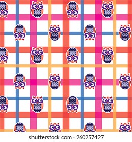 Owl themed fabric pattern design.