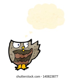 Eule mit Gedankenblasen-Cartoon