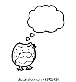 owl with thought bubble cartoon