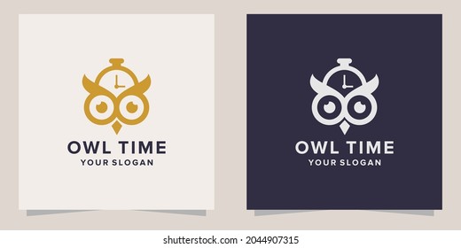 owl time logo design vector