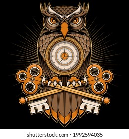 owl time vector, vector EPS 10