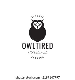 owl tired logo design vintage