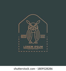 Owl Totem Abstract Vector Sign, Emblem or Logo Template. Golden Line Style Geometry Emblem. Owl logo template line art design.Full editable vector for commercial uses.  