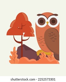 owl and tree animal design