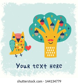 owl and tree card