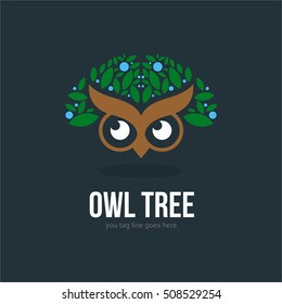 OWL TREE LOGO TEMPLATE SYMBOL EMBLEM