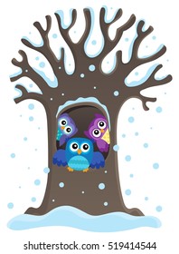 Owl tree theme image 1 - eps10 vector illustration.