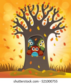 Owl tree theme image 4 - eps10 vector illustration.