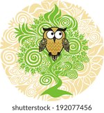Owl in the tree vector illustration