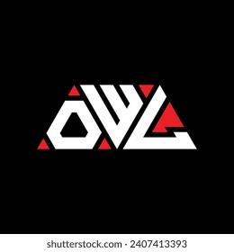 OWL triangle letter logo design with triangle shape. OWL triangle logo design monogram. OWL triangle vector logo template with red color. OWL triangular logo Simple, Elegant, and Luxurious design.