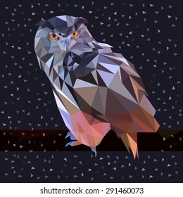 Owl triangle low poly style. Good use for sticker design, icon, symbol, avatar. Easy to use.