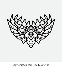 owl tribal pattern illustration design
