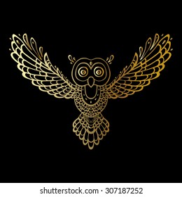 Owl. Tribal pattern. Polynesian tattoo style. Vector illustration.