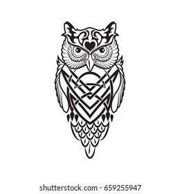 Owl. Tribal owl. Tatto owl