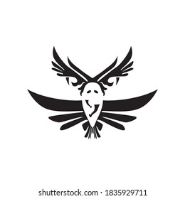 Owl tribal tattoo, logo vector 