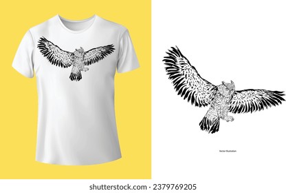 Owl T-Shirt, Print for t-shirts and another, Cute Owl Shirts, Owl on the Night vector illustration with t-shirt design, Adorable Hoot Owl for Men Women Ladies Animal.