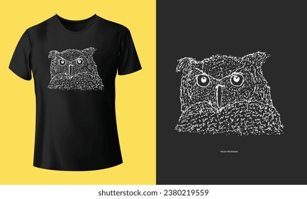 Owl T-Shirt, White Print for t-shirts and another, Cute Owl Shirts, Owl on the Night vector illustration with t-shirt design, Adorable Hoot Owl for Men Women Ladies Animal-4