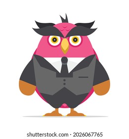 Owl tuxedo character design , Emoji animal Flat Vector Style illustration