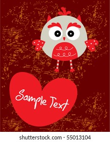 owl valentine greeting tag