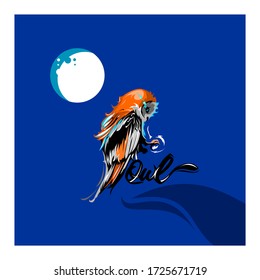 owl vector art concept ,owl with wing efect concept