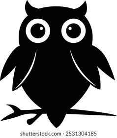 Owl vector art design. Owl logo vector, Cute black owl icon