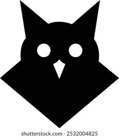 Owl vector art illustration. Owl head logo. Silhouette of owl icon