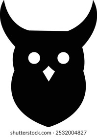 Owl vector art illustration. Owl head logo. Silhouette of owl icon