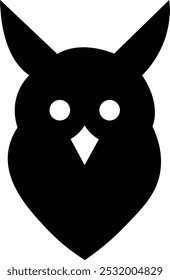 Owl vector art illustration. Owl head logo. Silhouette of owl icon