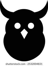 Owl vector art illustration. Owl head logo. Silhouette of owl icon