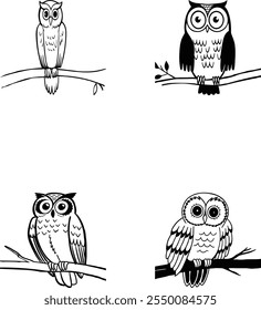 Owl vector art illustration on a white background