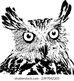 Owl vector in black on white background