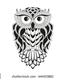 Hand Drawn Owl Bird Vector Black Stock Vector (Royalty Free) 1926050159 ...