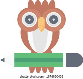 owl vector colour flat icon