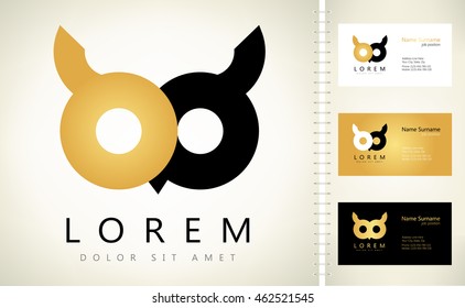 owl vector design with business card template editable.