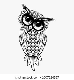 Owl vector design illustration, Owl t-shirt design illustration - Owl logo design inspiration isolated on white background