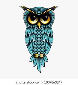 Owl vector design illustration, Owl t-shirt design illustration - Owl logo design inspiration isolated on white background