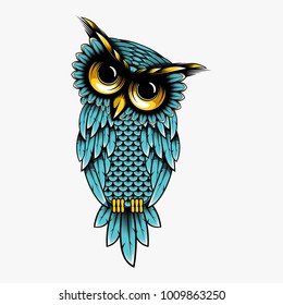 Owl vector design illustration, Owl t-shirt design illustration - Owl logo design inspiration isolated on white background