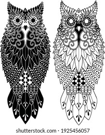 Owl vector design illustration, Owl t-shirt design illustration.Double owl tattoo vector illustration.