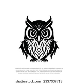 Owl vector design illustration, Owl t-shirt design illustration - Owl logo design inspiration black color isolated on white background